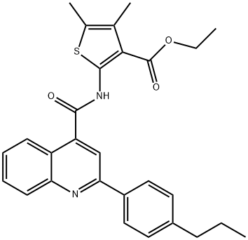 ethyl 4,5-dimethyl-2-({[2-(4-propylphenyl)-4-quinolinyl]carbonyl}amino)-3-thiophenecarboxylate Structure