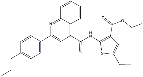 ethyl 5-ethyl-2-({[2-(4-propylphenyl)-4-quinolinyl]carbonyl}amino)-3-thiophenecarboxylate Structure