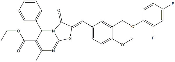ethyl 2-{3-[(2,4-difluorophenoxy)methyl]-4-methoxybenzylidene}-7-methyl-3-oxo-5-phenyl-2,3-dihydro-5H-[1,3]thiazolo[3,2-a]pyrimidine-6-carboxylate Structure