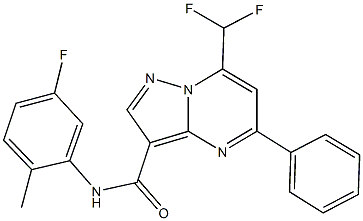 7-(difluoromethyl)-N-(5-fluoro-2-methylphenyl)-5-phenylpyrazolo[1,5-a]pyrimidine-3-carboxamide Struktur