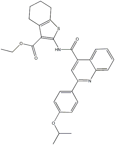ethyl 2-({[2-(4-isopropoxyphenyl)-4-quinolinyl]carbonyl}amino)-4,5,6,7-tetrahydro-1-benzothiophene-3-carboxylate Struktur