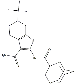2-[(1-adamantylcarbonyl)amino]-6-tert-butyl-4,5,6,7-tetrahydro-1-benzothiophene-3-carboxamide Struktur