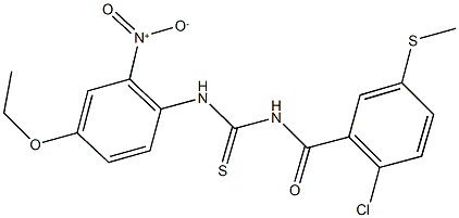 N-[2-chloro-5-(methylsulfanyl)benzoyl]-N'-{4-ethoxy-2-nitrophenyl}thiourea Structure