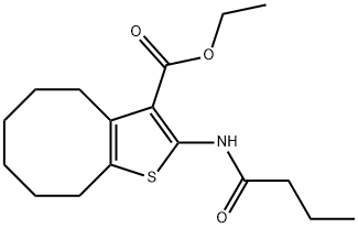 ethyl 2-(butyrylamino)-4,5,6,7,8,9-hexahydrocycloocta[b]thiophene-3-carboxylate Struktur