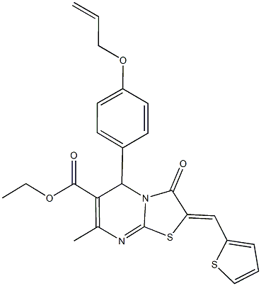 ethyl 5-[4-(allyloxy)phenyl]-7-methyl-3-oxo-2-(2-thienylmethylene)-2,3-dihydro-5H-[1,3]thiazolo[3,2-a]pyrimidine-6-carboxylate Struktur