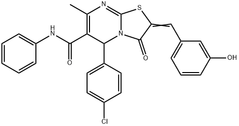 5-(4-chlorophenyl)-2-(3-hydroxybenzylidene)-7-methyl-3-oxo-N-phenyl-2,3-dihydro-5H-[1,3]thiazolo[3,2-a]pyrimidine-6-carboxamide Struktur