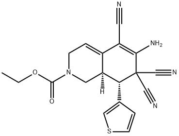 ethyl 6-amino-5,7,7-tricyano-8-(3-thienyl)-3,7,8,8a-tetrahydro-2(1H)-isoquinolinecarboxylate Structure