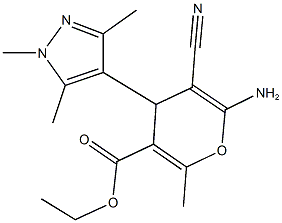 ethyl 6-amino-5-cyano-2-methyl-4-(1,3,5-trimethyl-1H-pyrazol-4-yl)-4H-pyran-3-carboxylate Structure