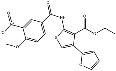 ethyl 4-(2-furyl)-2-({3-nitro-4-methoxybenzoyl}amino)-3-thiophenecarboxylate Structure