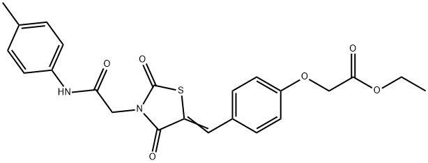 ethyl [4-({2,4-dioxo-3-[2-oxo-2-(4-toluidino)ethyl]-1,3-thiazolidin-5-ylidene}methyl)phenoxy]acetate Structure