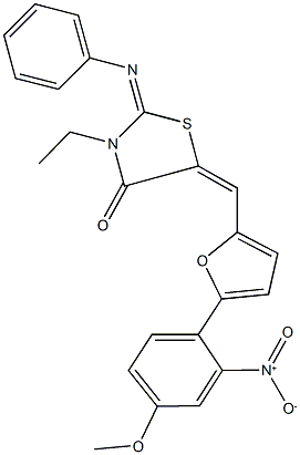 3-ethyl-5-[(5-{2-nitro-4-methoxyphenyl}-2-furyl)methylene]-2-(phenylimino)-1,3-thiazolidin-4-one Structure