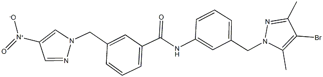 N-{3-[(4-bromo-3,5-dimethyl-1H-pyrazol-1-yl)methyl]phenyl}-3-({4-nitro-1H-pyrazol-1-yl}methyl)benzamide Struktur