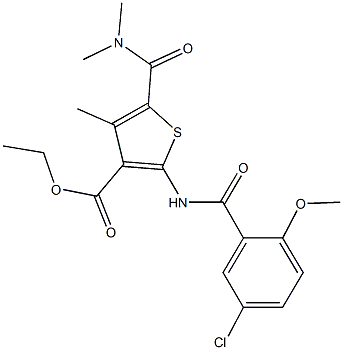 ethyl 2-[(5-chloro-2-methoxybenzoyl)amino]-5-[(dimethylamino)carbonyl]-4-methyl-3-thiophenecarboxylate Struktur