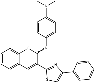 N-[4-(dimethylamino)phenyl]-N-[3-(4-phenyl-1,3-thiazol-2-yl)-2H-chromen-2-ylidene]amine Struktur