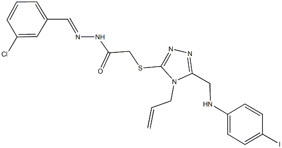 2-({4-allyl-5-[(4-iodoanilino)methyl]-4H-1,2,4-triazol-3-yl}sulfanyl)-N'-(3-chlorobenzylidene)acetohydrazide Struktur