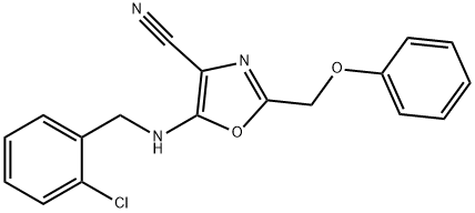 5-[(2-chlorobenzyl)amino]-2-(phenoxymethyl)-1,3-oxazole-4-carbonitrile Structure