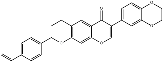 3-(2,3-dihydro-1,4-benzodioxin-6-yl)-6-ethyl-7-[(4-vinylbenzyl)oxy]-4H-chromen-4-one Structure
