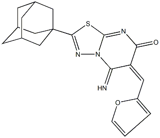 2-(1-adamantyl)-6-(2-furylmethylene)-5-imino-5,6-dihydro-7H-[1,3,4]thiadiazolo[3,2-a]pyrimidin-7-one Struktur