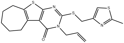 3-allyl-2-{[(2-methyl-1,3-thiazol-4-yl)methyl]sulfanyl}-3,5,6,7,8,9-hexahydro-4H-cyclohepta[4,5]thieno[2,3-d]pyrimidin-4-one Struktur