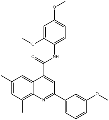 N-(2,4-dimethoxyphenyl)-2-(3-methoxyphenyl)-6,8-dimethyl-4-quinolinecarboxamide Struktur