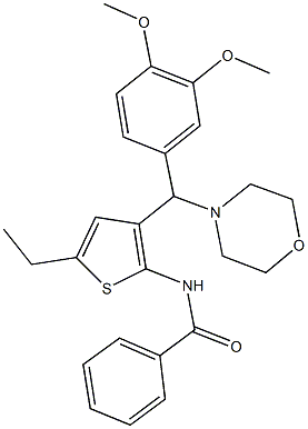 N-{3-[(3,4-dimethoxyphenyl)(4-morpholinyl)methyl]-5-ethyl-2-thienyl}benzamide Struktur