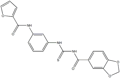 N-[3-({[(1,3-benzodioxol-5-ylcarbonyl)amino]carbothioyl}amino)phenyl]-2-furamide Struktur