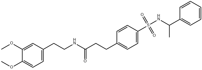N-[2-(3,4-dimethoxyphenyl)ethyl]-3-(4-{[(1-phenylethyl)amino]sulfonyl}phenyl)propanamide Struktur