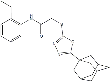 2-{[5-(1-adamantyl)-1,3,4-oxadiazol-2-yl]sulfanyl}-N-(2-ethylphenyl)acetamide Struktur