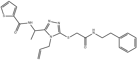 N-{1-[4-allyl-5-({2-oxo-2-[(2-phenylethyl)amino]ethyl}sulfanyl)-4H-1,2,4-triazol-3-yl]ethyl}-2-thiophenecarboxamide Struktur