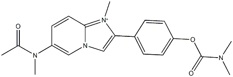 4-{6-[acetyl(methyl)amino]-1-methylimidazo[1,2-a]pyridin-1-ium-2-yl}phenyl dimethylcarbamate Struktur