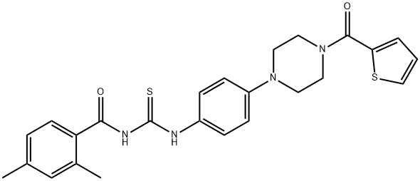 N-(2,4-dimethylbenzoyl)-N'-{4-[4-(2-thienylcarbonyl)-1-piperazinyl]phenyl}thiourea Struktur