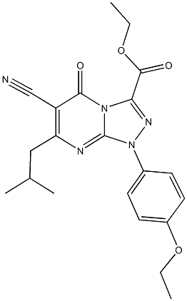ethyl 6-cyano-1-(4-ethoxyphenyl)-7-isobutyl-5-oxo-1,5-dihydro[1,2,4]triazolo[4,3-a]pyrimidine-3-carboxylate Struktur