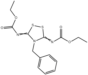 ethyl 4-benzyl-5-[(ethoxycarbonyl)imino]-1,2,4-dithiazolidin-3-ylidenecarbamate Structure