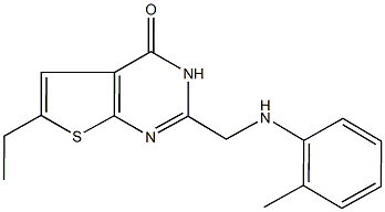 6-ethyl-2-(2-toluidinomethyl)thieno[2,3-d]pyrimidin-4(3H)-one Struktur
