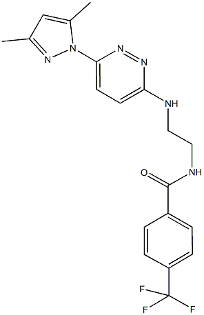 N-(2-{[6-(3,5-dimethyl-1H-pyrazol-1-yl)-3-pyridazinyl]amino}ethyl)-4-(trifluoromethyl)benzamide Struktur