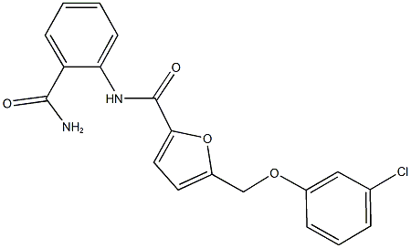N-[2-(aminocarbonyl)phenyl]-5-[(3-chlorophenoxy)methyl]-2-furamide Struktur