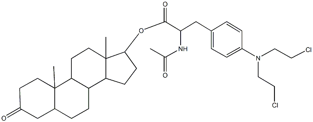 10,13-dimethyl-3-oxohexadecahydro-1H-cyclopenta[a]phenanthren-17-yl 2-(acetylamino)-3-{4-[bis(2-chloroethyl)amino]phenyl}propanoate Struktur