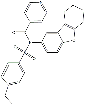 4-ethyl-N-isonicotinoyl-N-(6,7,8,9-tetrahydrodibenzo[b,d]furan-2-yl)benzenesulfonamide Struktur