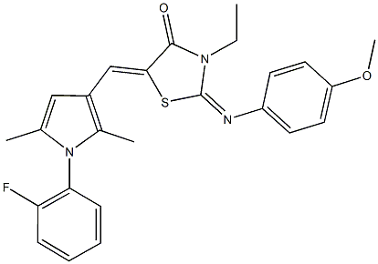3-ethyl-5-{[1-(2-fluorophenyl)-2,5-dimethyl-1H-pyrrol-3-yl]methylene}-2-[(4-methoxyphenyl)imino]-1,3-thiazolidin-4-one Structure