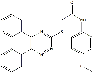 2-[(5,6-diphenyl-1,2,4-triazin-3-yl)sulfanyl]-N-[4-(methyloxy)phenyl]acetamide Structure