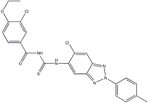 N-(3-chloro-4-ethoxybenzoyl)-N'-[6-chloro-2-(4-methylphenyl)-2H-1,2,3-benzotriazol-5-yl]thiourea Struktur