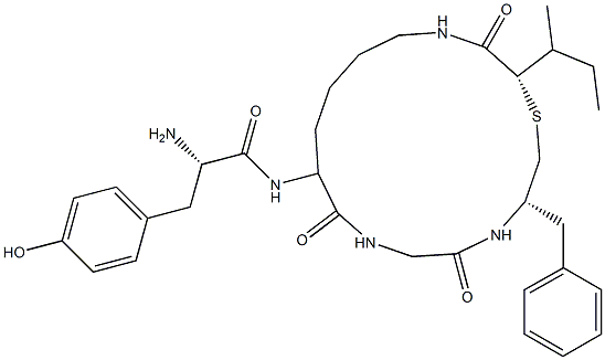 tyrosyl-cyclo(lysyl-glycyl-phenylalanyl-psi(thiomethylene)leucine) 结构式