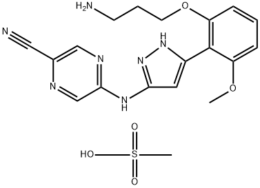Prexasertib Mesylate Hydrate|5-((5-(2-(3-氨基丙氧基)-6-甲氧基苯基)-1H-吡唑-3-基)氨基)吡嗪-2-甲腈甲磺酸盐水合物