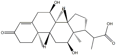 7α,12α-ジヒドロキシ-3-オキソプレグナ-4-エン-20-カルボン酸 化学構造式