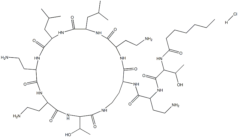 Isoheptanoyl colistin nonapeptide hydrochloride Struktur