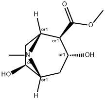 8-Azabicyclo[3.2.1]octane-2-carboxylic acid, 3,6-dihydroxy-8-methyl-, methyl ester, (1R,2R,3R,5R,6S)-rel- (9CI) Struktur