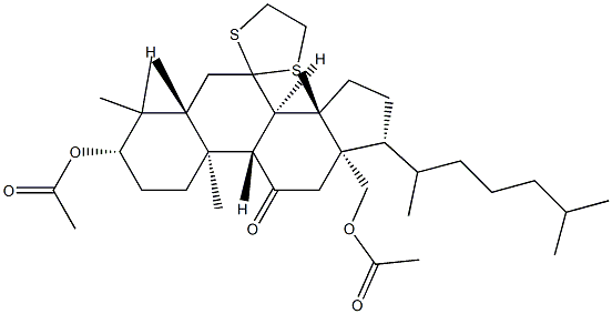 (20ξ)-7,7-Ethylenedithio-3β,18-bis(acetyloxy)-11-oxo-5α-lanostane Struktur