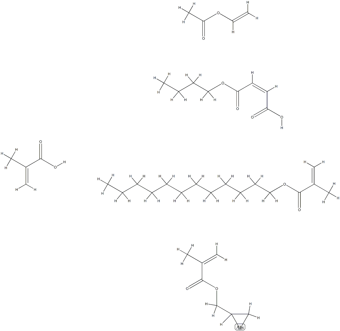 LAURYL METHACRYLATE, GLYCIDYL METHACRYLATE, METHACRYLIC ACID, VINYL ACETATE, BUTYL MALEATE POLYMER Struktur