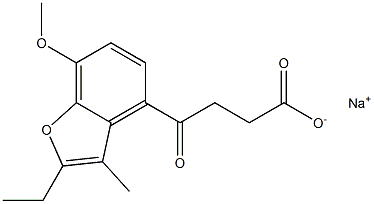 2-Ethyl-7-methoxy-3-methyl-γ-oxo-4-benzofuranbutyric acid sodium salt Struktur