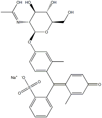 2-[[4-[[2-(Acetylamino)-2-deoxy-β-D-glucopyranosyl]oxy]-2-methylphenyl](2-methyl-4-oxo-2,5-cyclohexadien-1-ylidene)methyl]benzenesulfonic acid sodium salt Struktur